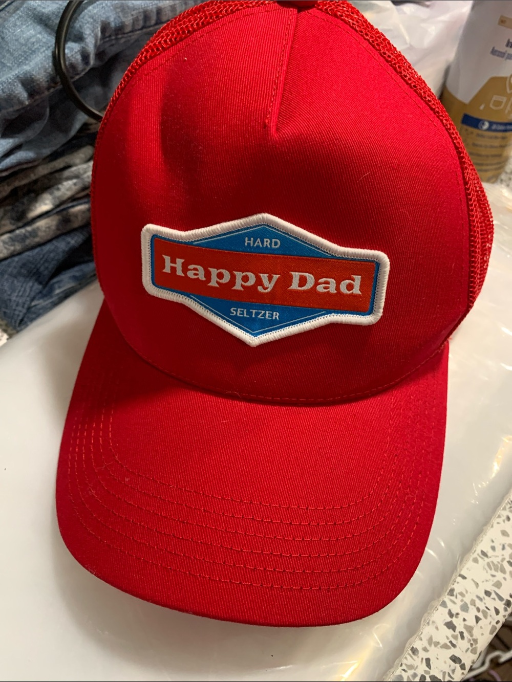 Happy Dad Hard Seltzer Red Trucker Hat